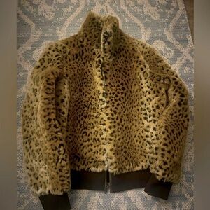 Tasha Polizzi faux fur leopard coat - like new!